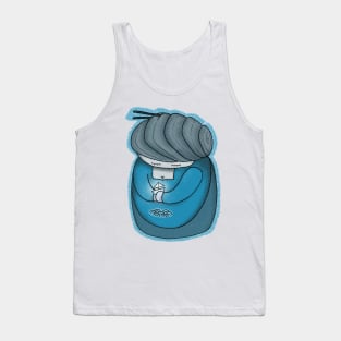 Blue Kokeshi Doll Tank Top